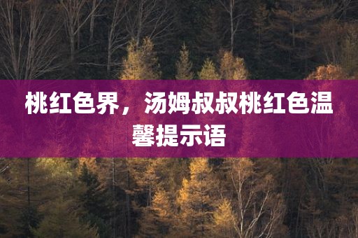 桃红色界，汤姆叔叔桃红色温馨提示语