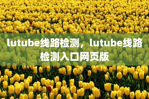 lutube线路检测，lutube线路检测入口网页版