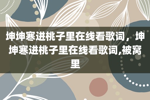 坤坤寒进桃子里在线看歌词，坤坤寒进桃子里在线看歌词,被窝里