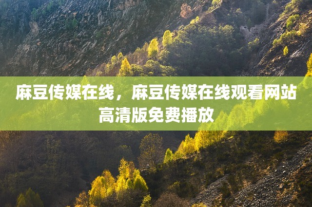麻豆传媒在线，麻豆传媒在线观看网站高清版免费播放
