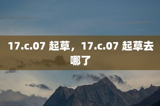 17.c.07 起草，17.c.07 起草去哪了