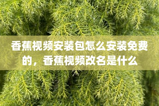 香蕉视频安装包怎么安装免费的，香蕉视频改名是什么
