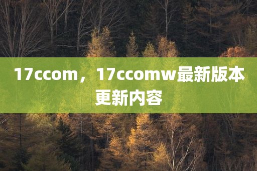 17ccom，17ccomw最新版本更新内容