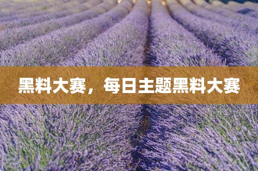 黑料大赛，每日主题黑料大赛