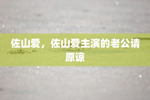 佐山爱，佐山爱主演的老公请原谅