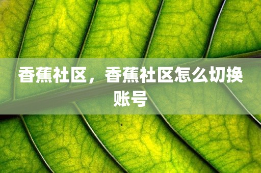 香蕉社区，香蕉社区怎么切换账号