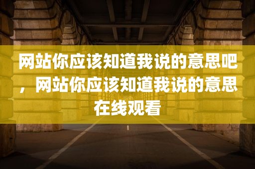 网站你应该知道我说的意思吧，网站你应该知道我说的意思在线观看