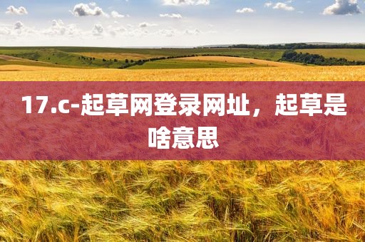 17.c-起草网登录网址，起草是啥意思