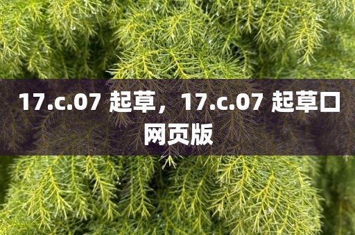 17.c.07 起草，17.c.07 起草口网页版