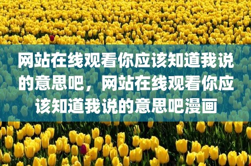 网站在线观看你应该知道我说的意思吧，网站在线观看你应该知道我说的意思吧漫画