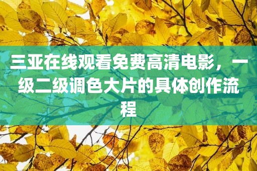 三亚在线观看免费高清电影，一级二级调色大片的具体创作流程