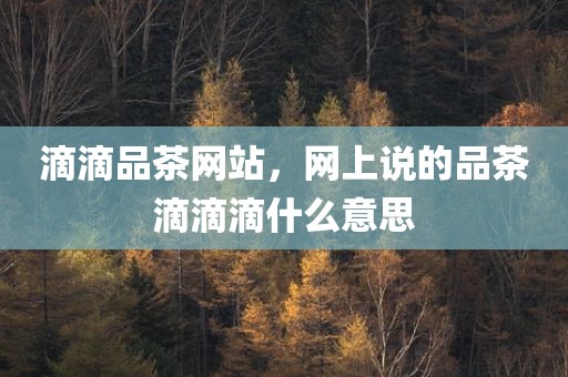 滴滴品茶网站，网上说的品茶滴滴滴什么意思