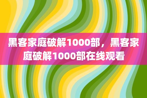 黑客家庭破解1000部，黑客家庭破解1000部在线观看