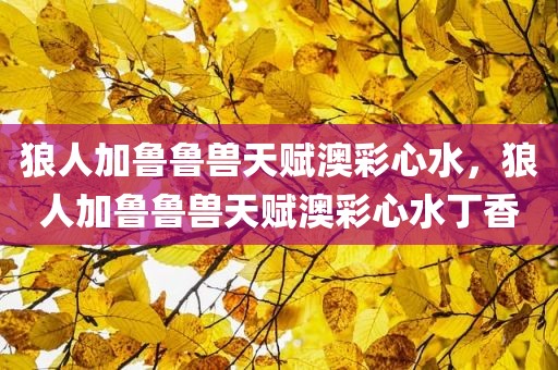 狼人加鲁鲁兽天赋澳彩心水，狼人加鲁鲁兽天赋澳彩心水丁香