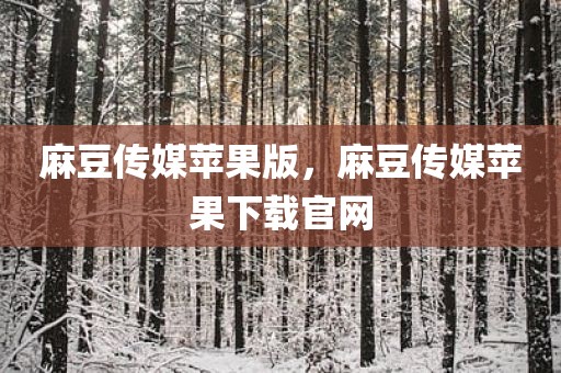 麻豆传媒苹果版，麻豆传媒苹果下载官网