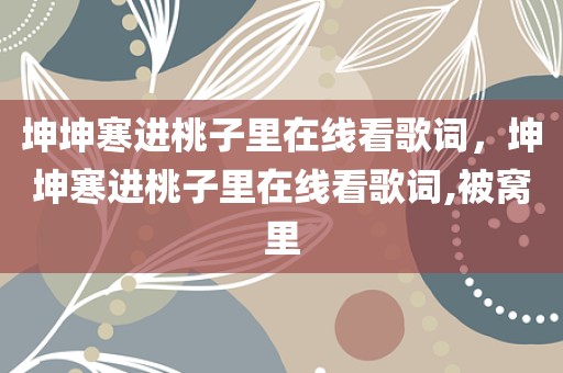 坤坤寒进桃子里在线看歌词，坤坤寒进桃子里在线看歌词,被窝里
