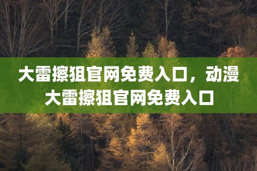 大雷擦狙官网免费入口，动漫大雷擦狙官网免费入口