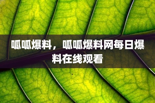 呱呱爆料，呱呱爆料网每日爆料在线观看