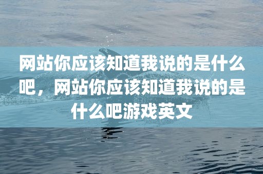 网站你应该知道我说的是什么吧，网站你应该知道我说的是什么吧游戏英文