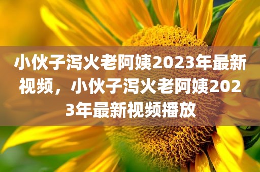 小伙子泻火老阿姨2023年最新视频，小伙子泻火老阿姨2023年最新视频播放