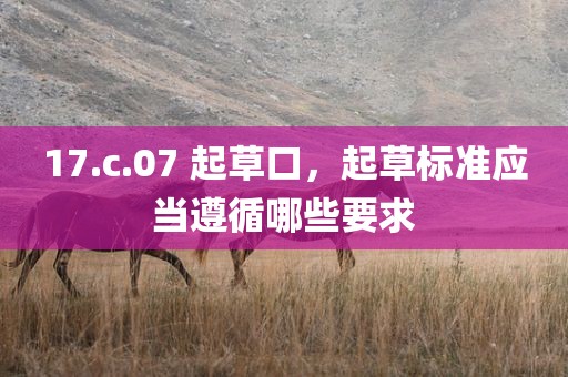 17.c.07 起草口，起草标准应当遵循哪些要求