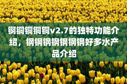 锕铜铜铜铜v2.7的独特功能介绍，钢钢钢钢钢钢钢好多水产品介绍