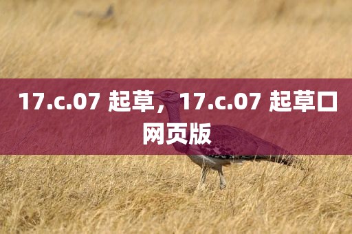 17.c.07 起草，17.c.07 起草口网页版