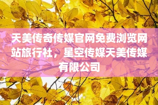 天美传奇传媒官网免费浏览网站旅行社，星空传媒天美传媒有限公司