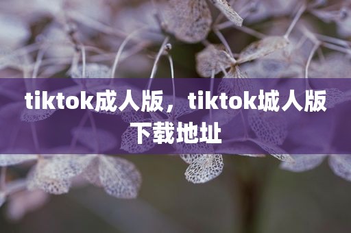 tiktok成人版，tiktok城人版下载地址