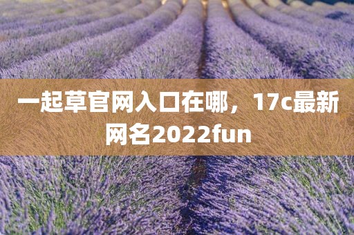一起草官网入口在哪，17c最新网名2022fun