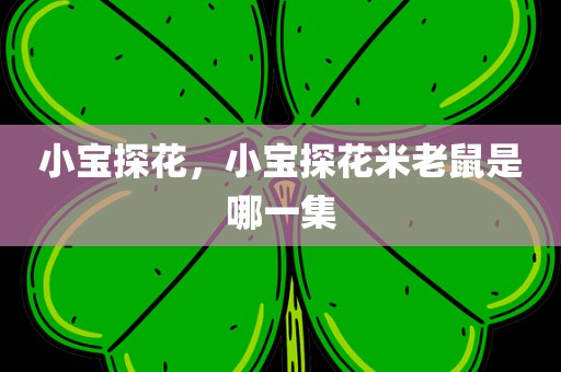 小宝探花，小宝探花米老鼠是哪一集