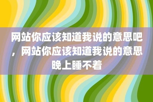 网站你应该知道我说的意思吧，网站你应该知道我说的意思晚上睡不着