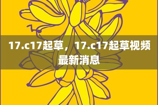 17.c17起草，17.c17起草视频最新消息