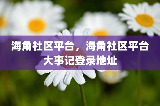 海角社区平台，海角社区平台大事记登录地址