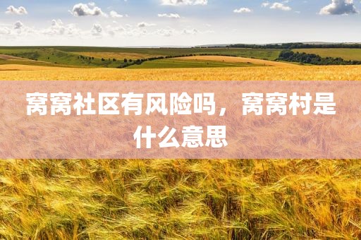窝窝社区有风险吗，窝窝村是什么意思