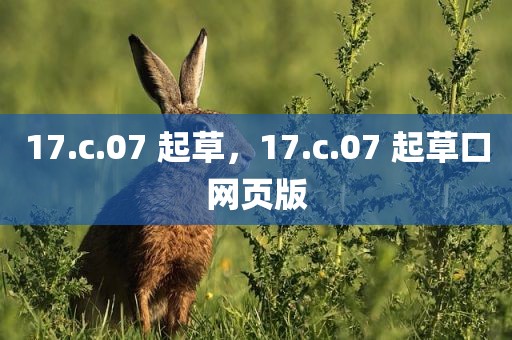 17.c.07 起草，17.c.07 起草口网页版