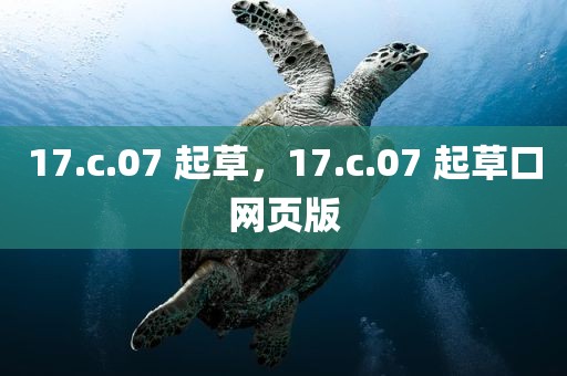 17.c.07 起草，17.c.07 起草口网页版
