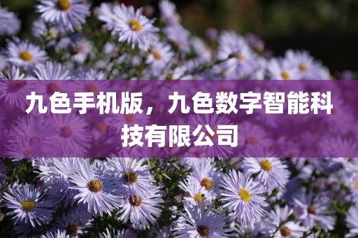 九色手机版，九色数字智能科技有限公司