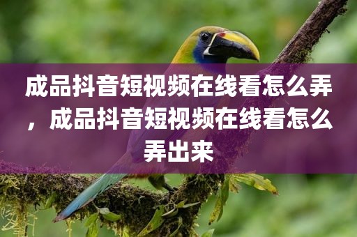成品抖音短视频在线看怎么弄，成品抖音短视频在线看怎么弄出来