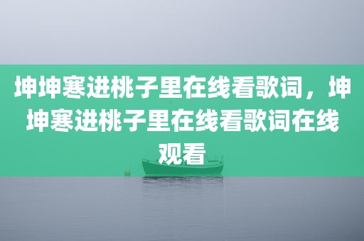 坤坤寒进桃子里在线看歌词，坤坤寒进桃子里在线看歌词在线观看