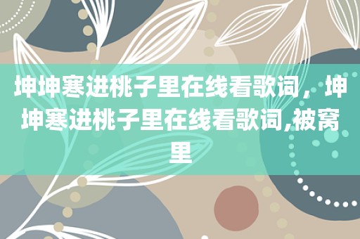 坤坤寒进桃子里在线看歌词，坤坤寒进桃子里在线看歌词,被窝里