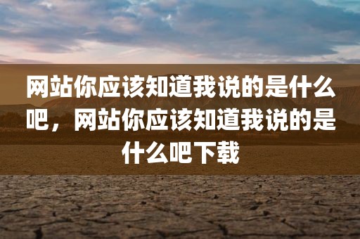 网站你应该知道我说的是什么吧，网站你应该知道我说的是什么吧下载