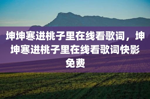 坤坤寒进桃子里在线看歌词，坤坤寒进桃子里在线看歌词快影免费