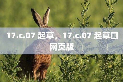 17.c.07 起草，17.c.07 起草口网页版