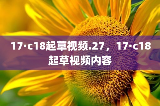 17·c18起草视频.27，17·c18起草视频内容