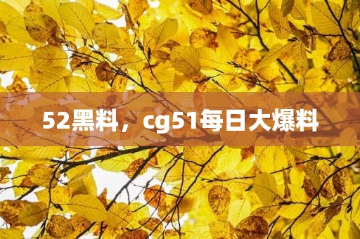 52黑料，cg51每日大爆料