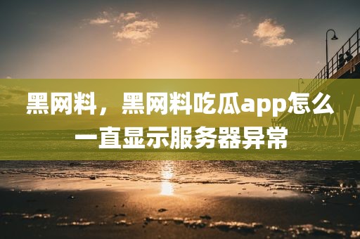 黑网料，黑网料吃瓜app怎么一直显示服务器异常