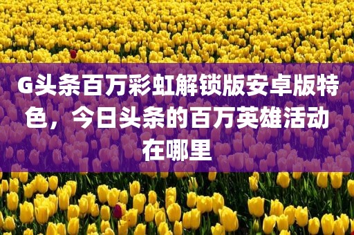 G头条百万彩虹解锁版安卓版特色，今日头条的百万英雄活动在哪里