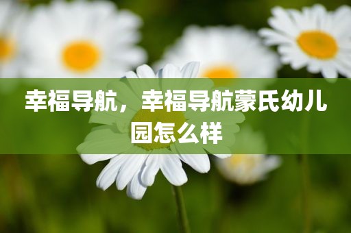 幸福导航，幸福导航蒙氏幼儿园怎么样