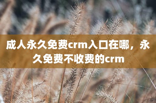 成人永久免费crm入口在哪，永久免费不收费的crm